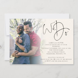 Wir machen Script Foto QR Code Gay Cream Wedding Einladung