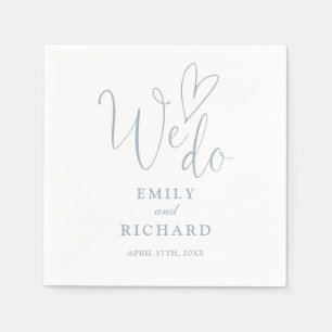 Wir machen Script Liebe Heart Dusty Blue Wedding Serviette