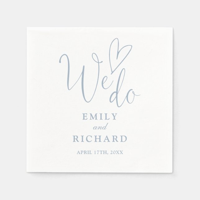 Wir machen Script Liebe Heart Dusty Blue Wedding Serviette (Vorderseite)