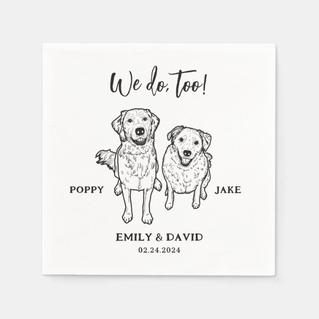 Wir machen zu Golden Retriever Sketch Dog Wedding Serviette (Vorderseite)