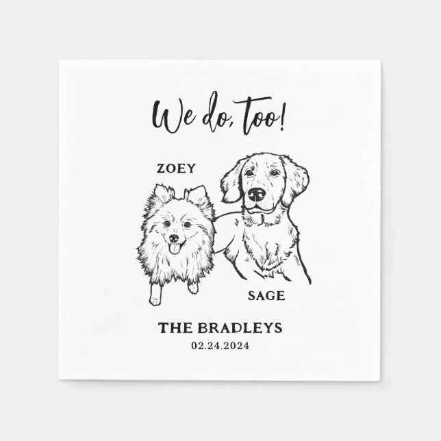 Wir machen zu Spitz Golden Retriever Hunde Hochzei Serviette (Vorderseite)