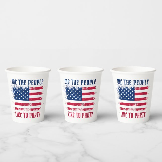 Wir Menschen Funny USA Flag 4. Juli Party Pappbecher (Multi)