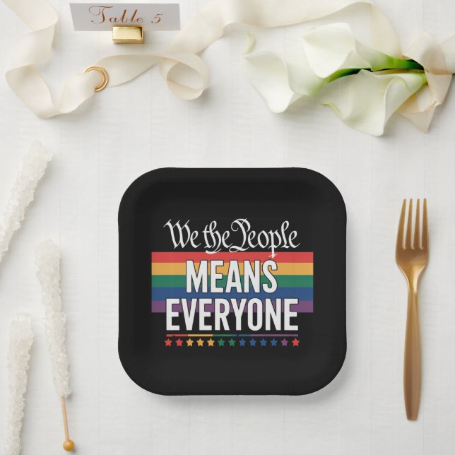 Wir Menschen meinen alle LGBT, die US-Verfassung Pappteller (Hochzeit)