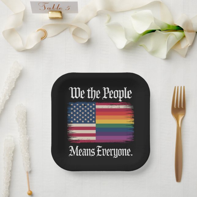 Wir Menschen meinen, dass alle USA gleichberechtig Pappteller (Hochzeit)