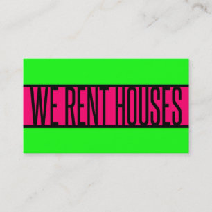 WIR MIETEN HÄUSER Neon Green Hot Pink Visitenkarte