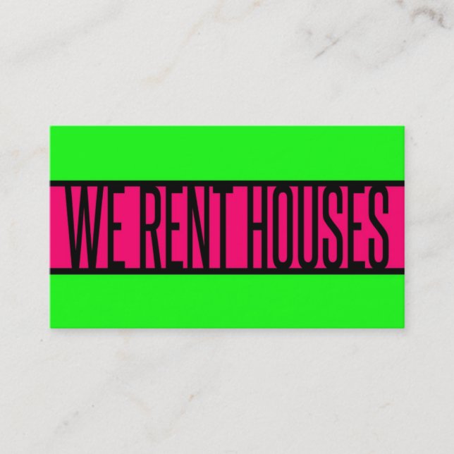 WIR MIETEN HÄUSER Neon Green Hot Pink Visitenkarte (Vorderseite)