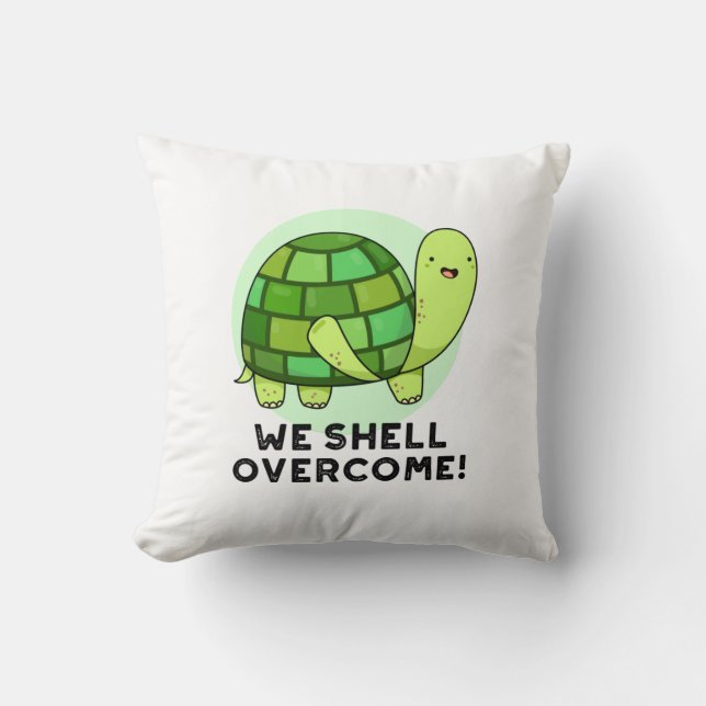 Wir Muschel überwinden den lustigen Tortoise Pun Kissen (Vorderseite)