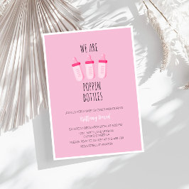 Wir poppen Flaschen Pink Girl Babydusche Einladung
