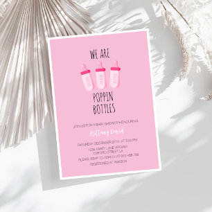 Wir poppen Flaschen Pink Girl Babydusche Einladung