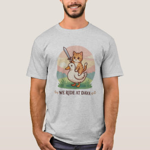 Wir reiten bei Morgengrauen Süße Katze reitet auf  T-Shirt