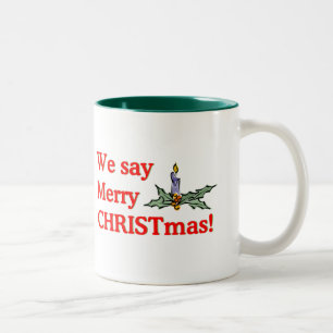 Wir sagen frohe Weihnachten Zweifarbige Tasse