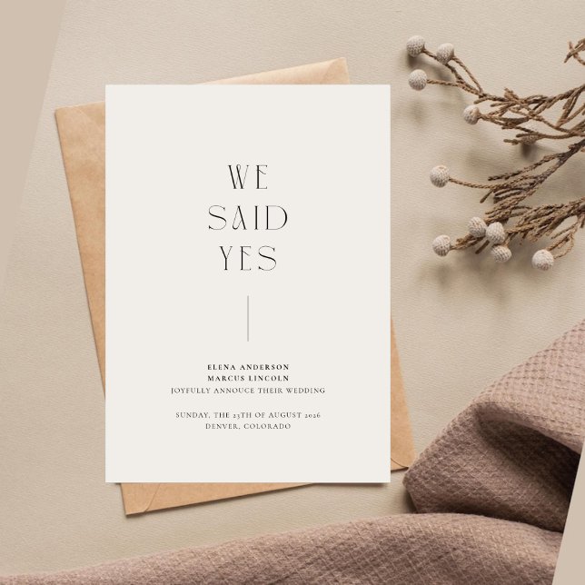 Wir sagten ja Minimalistische Hochzeitskarte Ankündigung (Von Creator hochgeladen)