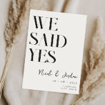 Wir sagten: Ja Moderne, einfache Chic Hochzeit Save The Date<br><div class="desc">Wir sagten ja,  moderne Hochzeit sparen das Datum mit elegantem Design und minimalistischem Stil.</div>