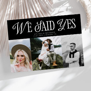 Wir sagten ja Vintage Hochzeit Multi-Foto Black Ankündigung