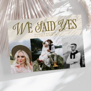 Wir sagten Ja Vintage Hochzeit Multi-Foto Creme Ankündigung