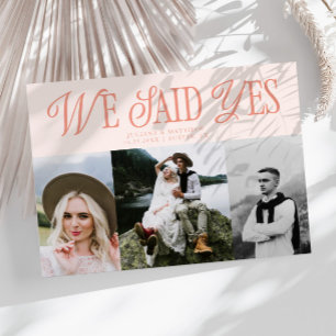 Wir sagten Yes Vintage Hochzeit Multi-Foto Peach Ankündigung