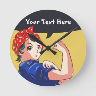 Wir schaffen es! Magna Anime Rosie die Nieterin Runde Wanduhr