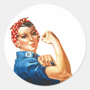 Wir schaffen es Rosie die Nieterin Frauenpower Runder Aufkleber
