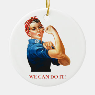 Wir schaffen es Rosie Riveter Frauenpower WWII Keramik Ornament