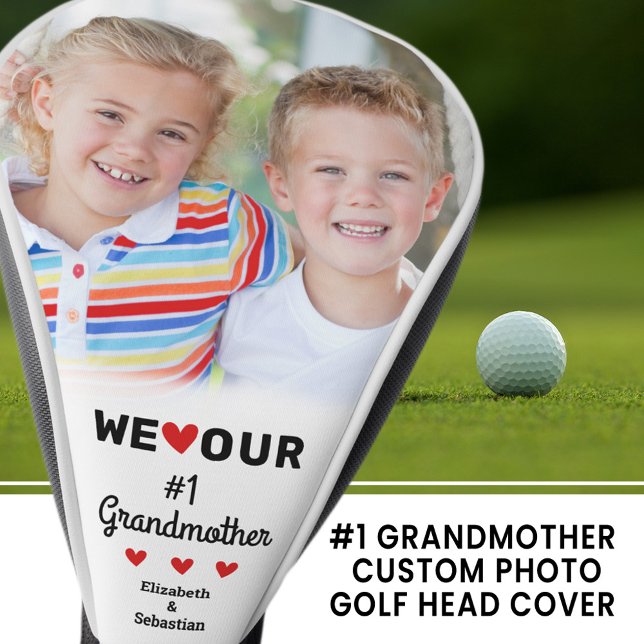 Wir schenken unserem Großmutter Foto Name Großkind Golf Headcover (We heart our Grandmother Photo Name Grandchildren Golf Head Cover)