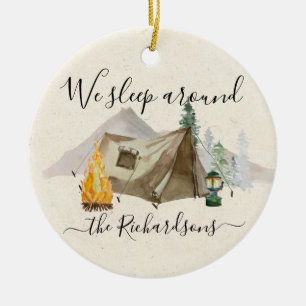 Wir schlafen um Wasserfarbe personalisieren Zelt Keramik Ornament