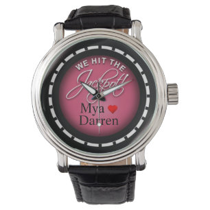 Wir schlagen den Jackpot!   rosa Armbanduhr