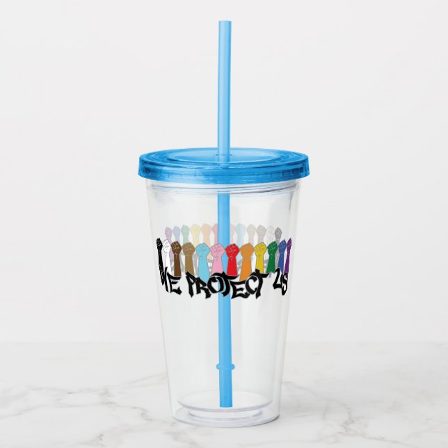 Wir schützen uns acryltrinkbecher (Vorderseite)