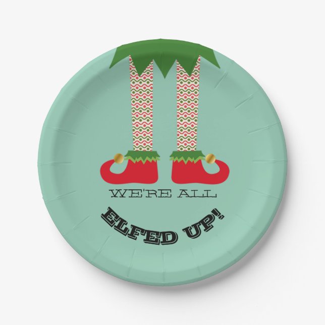 Wir sind alle erschöpft! Weihnachtsfeier Pappteller (Vorderseite)