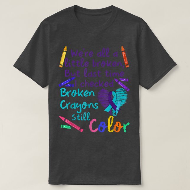 Wir sind alle kleine gebrochene Verrückte Motivati T-Shirt (Design vorne)