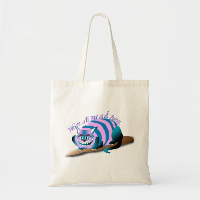 Wir sind alle Mad Here Cheshire Cat Tragetasche (Vorne)