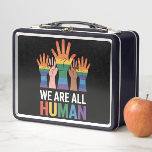 Wir sind alle menschlicher Regenbogen-LGBTQ-Stolz Metall Brotdose