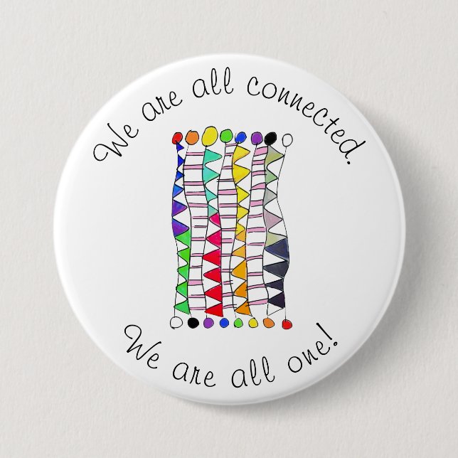 Wir sind alle miteinander verbunden und feiern ein button (Vorderseite)