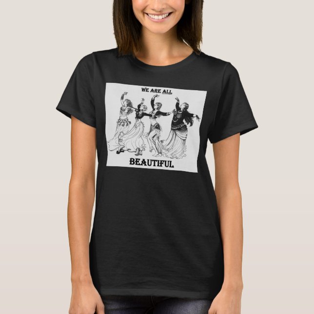 "Wir sind alle schön" Plus-Größe V-Neck T-Shirt (Vorderseite)
