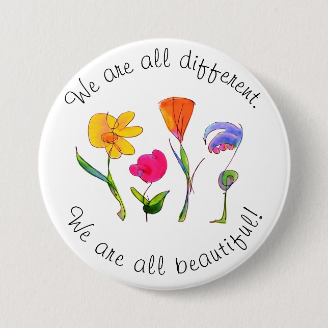 Wir sind alle verschieden und schön Diversity Flor Button (Vorderseite)