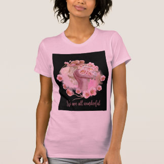 Wir sind alle wundervolle rosa florale Mädchen Äst T-Shirt