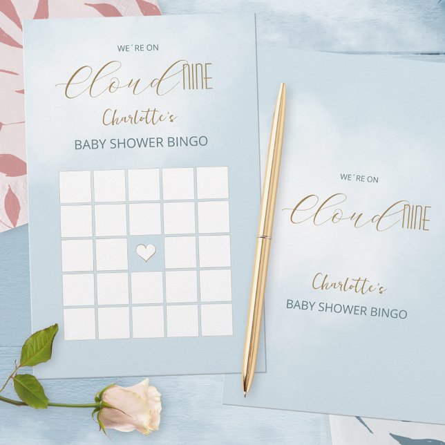 Wir sind auf Cloud 9 Blue Baby Shower Bingo Game (We´re on Cloud 9 Blue Baby Shower Bingo Game ©Susanne Sachers - Sunny Mind Design 🌞)