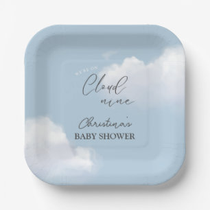 Wir sind auf Cloud 9 Blue Boy Baby Shower Pappteller