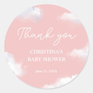 Wir sind auf Cloud 9 Pink Girl Baby Dusche Vielen  Runder Aufkleber