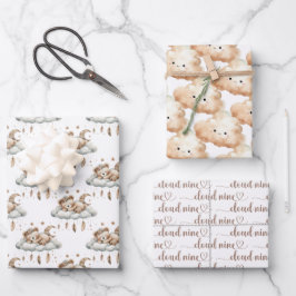 Wir sind auf Cloud neun geschlechtsneutrale Boho F Geschenkpapier Set