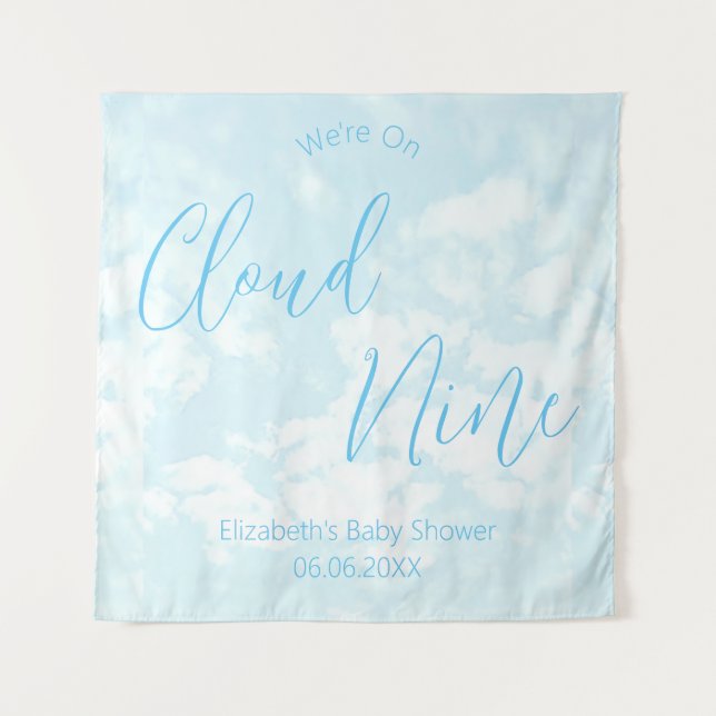 Wir sind auf Cloud Nine Baby Dusche Wandteppich (Vorderseite)