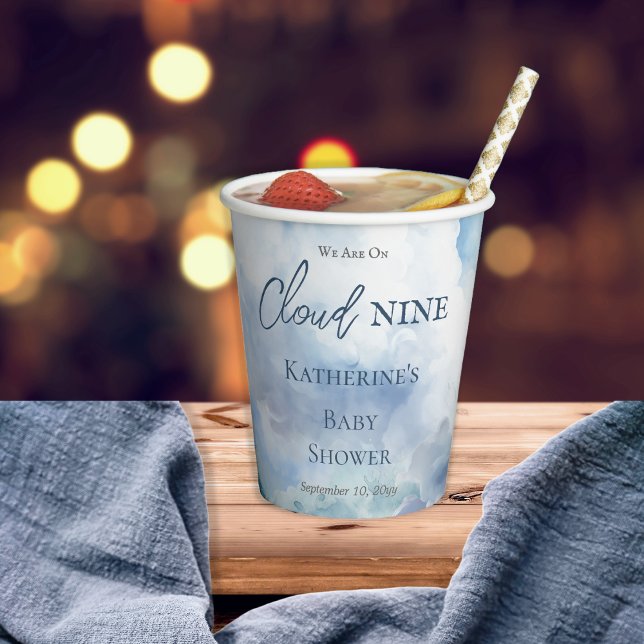 Wir sind auf Cloud Nine Blue Boy Baby Dusche Pappbecher ("We Are On Cloud Nine"  Blue Boy Baby Shower Paper Cups)