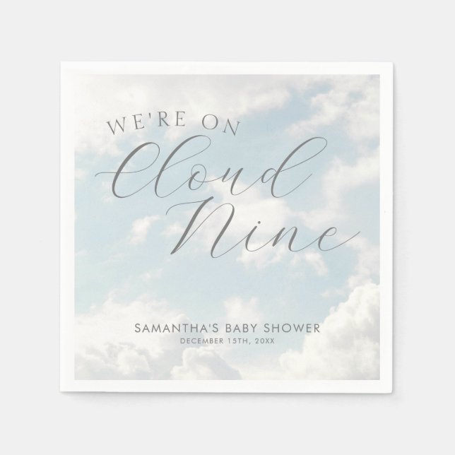 Wir sind auf Cloud Nine Blue Clouds Baby Dusche Serviette (Vorderseite)