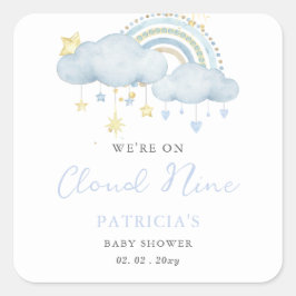 Wir sind auf Cloud Nine Boy Baby Dusche Quadratischer Aufkleber