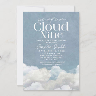 Wir sind auf Cloud Nine dusty Blue Cloud Baby Dusc Einladung