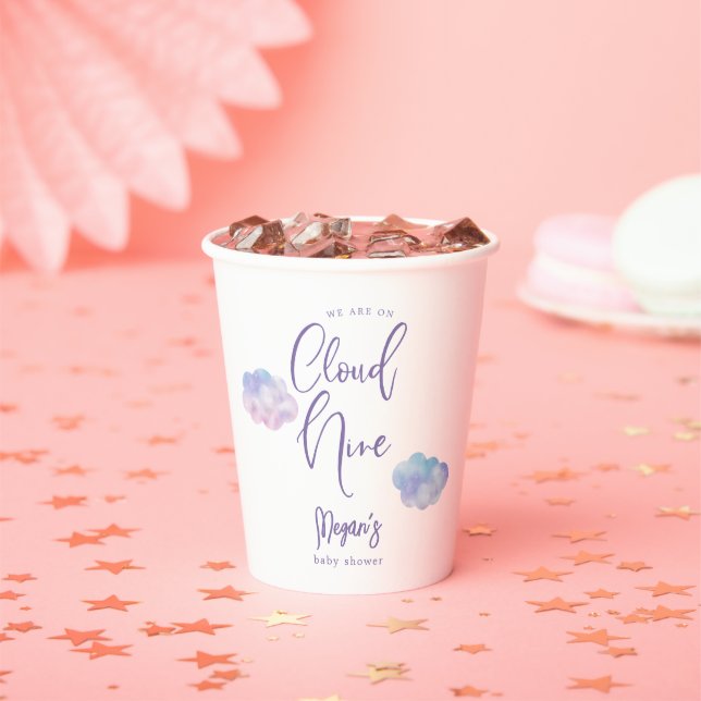 Wir sind auf Cloud Nine Girl Baby Dusche Pappbecher (Insitu)