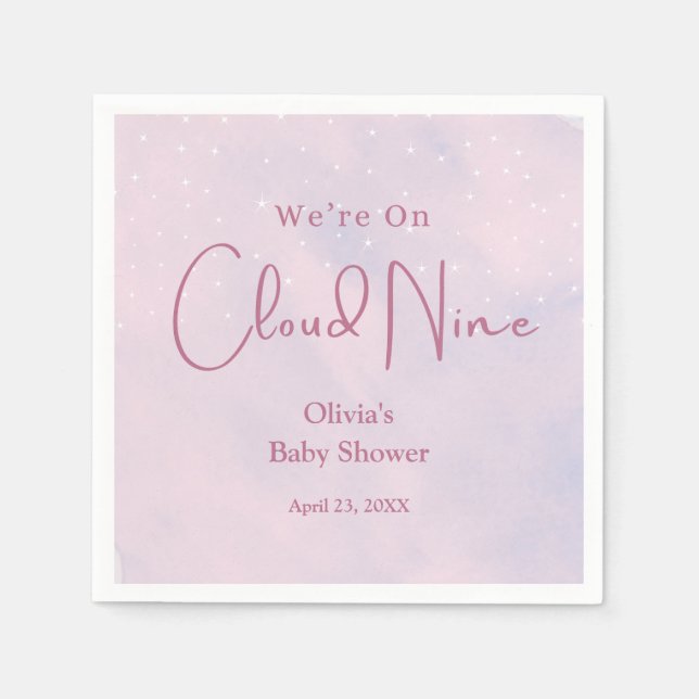 Wir sind auf Cloud Nine Girl Baby Shower Serviette (Vorderseite)