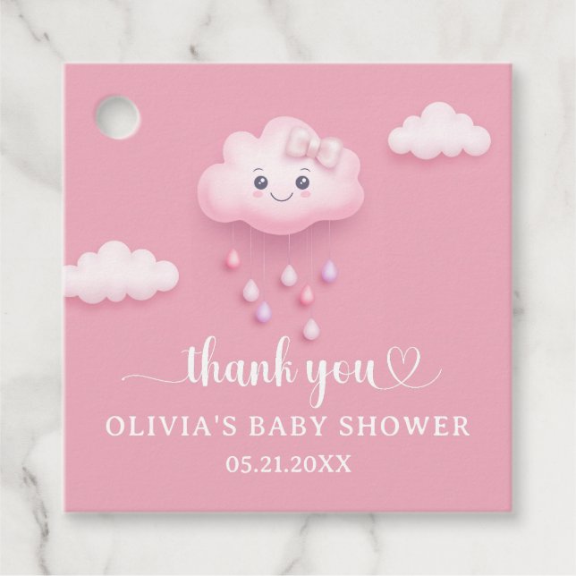 Wir sind auf Cloud Nine Niedlich Pink Girl Baby Du Geschenkanhänger (Vorderseite)