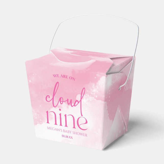 Wir sind auf Cloud Nine Pink Baby Dusche Geschenkschachtel (Vorderseite)