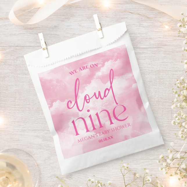 Wir sind auf Cloud Nine Pink Baby Dusche Geschenktütchen (Ausgeschnitten)