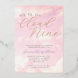 Wir sind auf Cloud Nine Pink Clouds Baby Dusche Folieneinladung